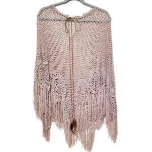 Max Studio beige crochet poncho free size